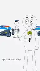 This animated short from Maditt Studios follows a simple white stick figure reporter with a microphone as they interview a police officer next to a patrol car. The scene then transitions to a charming cartoon house where a woman is seen cleaning a window, creating a lighthearted and informative narrative. by @madittstudios with Original Sound by madittstudios