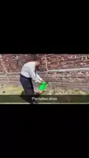 A man in a light-colored shirt and dark pants is seen outdoors watering plants along the base of a red brick wall using a bright green watering can. He bends over carefully, directing the water flow onto the grass and soil near the wall's foundation. The scene takes place during the day under sunny conditions, highlighting simple gardening care. by @ithschool with Original Sound by ithschool