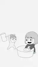 In a simple yet captivating animation by Maditt Studios, two cartoon characters engage in a chaotic and humorous interaction. One character, wearing a beanie and holding a mallet, swings it playfully at a bowl containing another character. The second character reacts with exaggerated expressions of surprise and delight, their hair flying wildly with each impact. The animation uses minimalistic black-and-white line art to emphasize the comedic timing and dynamic action. This short clip captures a moment of pure, lighthearted fun, showcasing the studio's talent for creating engaging and entertaining visual stories. by @madittstudios with Original Sound by madittstudios