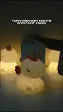 This enchanting product showcase from Bunny Knocks features a collection of whimsical night lights. A hand gently presents a glowing unicorn lamp, followed by a charming mushroom-shaped light, and finally a simple dome lamp. The soft, warm glow creates a magical and cozy atmosphere, perfect for turning ordinary nights into fairy tales. by @bunnyknocks with Original Sound by bunnyknocks