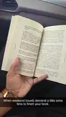 In this clip, Dev Pathak demonstrates multitasking by driving a car while reading Stephen Covey's classic self-help book, 'The 7 Habits of Highly Effective People'. The camera captures his hands on the steering wheel and close-ups of the open book, creating a narrative about personal development and time management. by @devpathakjiii with Original Sound by devpathakjiii