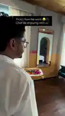 Join us for a hilarious day in the life of Chef Be! This vlog-style video takes you behind the scenes of a restaurant, showing the staff setting up tables and preparing for service. The atmosphere is light-hearted and fun, perfectly captured by the on-screen text 'That's How We work 😂 Chef Be enjoying with us :'. It's a glimpse into the camaraderie and good vibes of a professional kitchen team. by @lil.ishhhh with Original Sound by lil.ishhhh