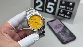 Watch Mr Sahir provide a close-up showcase of a luxurious yellow dial Rolex watch. He meticulously displays its front face, elegant bracelet, and intricate back case design, offering viewers a comprehensive look at this timepiece. by @mrsahir00 with Original Sound by mrsahir00