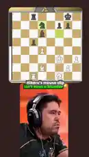 This viral moment captures chess grandmaster Hikaru Nakamura's intense 'death stare' after a controversial move. The text overlay suggests his 'mouse slip' wasn't a blunder, adding to the drama. Watch the reaction unfold. by @chesscomindia with Original Sound by Contains: FREAKED OUT - Fat Papi, prodshushy