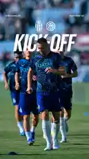 This dynamic preview captures Inter Milan players during their pre-match warm-up for Serie A Matchday 38. Dressed in special edition dark blue training kits sponsored by Qatar Airways, the squad moves with purpose across the pitch under bright stadium lights. The central player leads the group, showcasing team unity and athletic readiness ahead of a crucial league fixture. by @interofficial with original sound