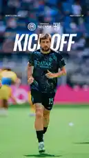 A dynamic scene captures an Inter Milan player during pre-match warm-ups on the pitch. Dressed in the team's dark blue training kit sponsored by Qatar Airways, he runs across the grass with focus and determination. The stadium buzzes with anticipation as fans fill the stands in the background. On-screen graphics clearly identify the event as 'Serie A Enilive Matchday 37', powered by Sector. This moment encapsulates the energy and preparation before a crucial league fixture. by @interofficial with original sound