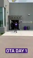 Witness the excitement of Minnesota Vikings OTAs on Day 1! This clip captures a player energetically exiting the team facility, showcasing the start of the offseason training program. It's a glimpse into the daily life of NFL athletes preparing for the upcoming season. by @vikings with original sound
