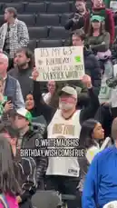 A heartwarming story unfolds at a Boston Celtics game as a 63-year-old fan fulfills his birthday wish to meet star player Derrick White. Wearing a custom 'Boston' jersey and holding a sign that reads 'It's my 63rd Birthday! All I want is to meet Derrick White!', the fan's dream comes true during a pre-game interaction on the court. This touching moment between a lifelong supporter and his favorite player captures the deep connection between athletes and their fans. by @celtics with Original Sound by celtics