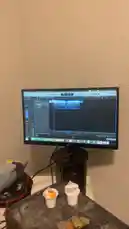 This behind-the-scenes look shows Da First Option ⚡️ working within Apple's Logic Pro X music production software. The screen displays multiple audio tracks, a timeline with precise editing, and real-time waveform analysis, offering viewers insight into his digital audio workstation setup during a creative session. by @nascarfeezy with Original Sound by nascarfeezy