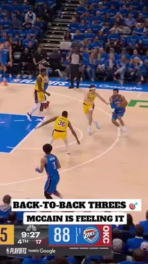 Watch the intense final moments of Game 1 in the NBA Western Conference Semifinals between the Los Angeles Lakers and the Oklahoma City Thunder. With the game on the line, Lakers player McCain hits a crucial three-pointer to extend their lead. The crowd erupts as the scoreboard reflects the pivotal moment in the fourth quarter. by @nba with Original Sound by nba