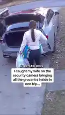 Watch my wife demonstrate her impressive grocery-moving skills right before our eyes! She brings all the bags inside in one trip, using some clever techniques. This security camera footage captures a real-life moment of efficiency and multitasking. by @eirakoze64 with Original Sound by treysartorius