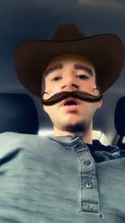 Preview for a Spotlight video that uses the Moving Moustaches Lens