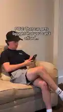 A young man sits on his couch, scrolling through a car listing for a purple Lamborghini LP 770-4 SVJ Coupe on Carrio Motors. As he reads 'SOLD' across the screen, he jumps up in excitement and celebrates. This relatable moment captures the fantasy of buying a dream car you can't actually afford. by @horsepwrhills with horsepwrhills by Contains: QKThr - Aphex Twin