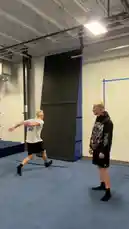 In a gym, one person performs a backflip off a wall onto a mat while another watches. The scene then cuts to a surreal, looping hallway where the same person lies on the floor in shock as the other person floats mid-air. This creative edit combines real-world action with a mind-bending visual effect. by @winchumbo with Original Sound by Contains: Call It What You Like - Robbie Doherty