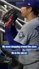 In a candid behind-the-scenes moment, Los Angeles Dodgers star Shohei Ohtani shares a humorous self-observation while getting ready. The player, dressed in his full uniform, is seen looking into a mirror and making a comical face, perfectly capturing the relatable experience of being 'in the mirror.' This authentic and lighthearted clip has quickly become a viral sensation on social media. by @mlb with Original Sound by mlb