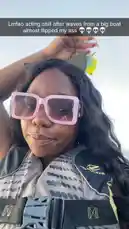 brattyluhbaby 님이 만든 Original Sound 포함 @brattyluhbaby 님이 만든 Join Baby 💫 as she enjoys a scenic boat ride on the water. She's wearing a stylish life vest and trendy pink sunglasses with cat ears, capturing the fun and excitement of the moment.