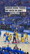This high-energy clip captures LeBron James of the Los Angeles Lakers executing a powerful drive to the basket during an NBA playoff game against the Oklahoma City Thunder. The arena is electric, filled with fans in blue, as LeBron finishes the play with a forceful dunk. The sequence highlights his athleticism and dominance under pressure. by @nba with Original Sound by nba