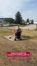 A man sitting on a park bench with a stroller has a surprising reveal. A woman approaches and asks to see his 'baby,' leading to a close-up shot of a small black and white rabbit inside the stroller. by @nhl with Original Sound by nhl