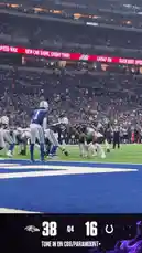 Witness a pivotal moment from the Baltimore Ravens' dominant performance against the Indianapolis Colts. This clip captures a crucial play where the Ravens' defense forces a fumble deep in their territory. The crowd erupts in celebration as players swarm the ball, showcasing the intensity of the game. With the scoreboard showing a commanding 38-16 lead for the Ravens in the 4th quarter, the atmosphere is electric. by @bltravens with Original Sound by bltravens