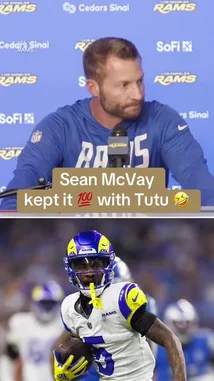 In a press conference, Los Angeles Rams head coach Sean McVay discusses the return of wide receiver Tutu Atwell to the team. McVay shares his thoughts on Atwell's reaction to coming back, highlighting the player's excitement and the strong familiarity within the locker room. The video features clips of McVay speaking at the podium and game footage of Atwell in action. by @yahoosports with Original Sound by yahoosports