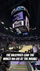 Witness the electrifying atmosphere inside Chase Center as the Valkyries take a commanding 44-28 lead over the Wings at halftime. This intense WNBA matchup features star players on the court, a packed arena, and real-time scoreboard updates. Experience the excitement of professional women's basketball live. by @wnba with original sound
