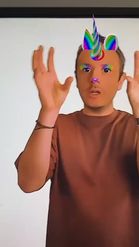 Preview for a Spotlight video that uses the Rainbow Unicorn Lens