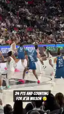 Witness the intensity of a WNBA game as players from Team USA and Team Canada battle on the court. This clip captures a pivotal moment where a player in white drives towards the basket, defended closely by opponents in blue. The crowd is electric, reacting to every play under the bright arena lights. by @wnba with Original Sound by wnba