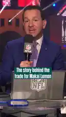 A sports analyst discusses the details behind the NFL trade for Makai Lemon. The segment features a close-up of Lemon himself on a phone call, described by the Philadelphia Eagles as 'The call of a lifetime.' This pivotal moment in a player's career is explored with commentary and direct insight. by @eagles with Original Sound by eagles