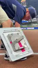 Watch a professional demonstrate the step-by-step process of installing a baseball base on a Major League field. This behind-the-scenes look reveals the tools, techniques, and precision used during MLB game preparations. by @mlb with Original Sound by mlb