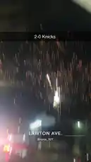 dassweenbean 님이 만든 Original Sound 포함 @dassweenbean 님이 만든 A vibrant display of fireworks lights up the night sky over Lawton Avenue in the Bronx, New York. Captured from a car window, the dazzling bursts of color create a festive atmosphere. This authentic moment showcases a local celebration, with bright sparks and smoke trails filling the dark sky.