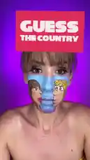 Watch as Martine Beerman participates in a fun 'Guess the Country' game using clever face paint and visual clues. A red sign above her head displays symbols like a boat and a swan, while she uses her expressive face to help viewers solve the puzzle. With a countdown timer ticking down, can you guess the country before time runs out? It's a creative blend of art, riddles, and international geography. by @martine with Original Sound by martine