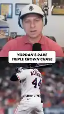 A Yahoo Sports analyst discusses Yordan Alvarez's pursuit of the MLB Triple Crown, highlighting his current lead in home runs, RBIs, and batting average. The video compares his feat to historical greats like Ted Williams, Mickey Mantle, Frank Robinson, Carl Yastrzemski, and Miguel Cabrera, emphasizing its rarity since integration. by @yahoosports with Original Sound by yahoosports