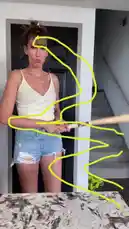 In this short clip, influencer Martine Beerman demonstrates a popular visual trick using a baseball bat and a phone filter. She pretends to swing the bat, but the filter makes it appear as if a snake is slithering around her body. The scene is set in a modern home interior. This type of playful, illusion-based content is characteristic of Martine Beerman's social media presence. by @martine with Original Sound by martine