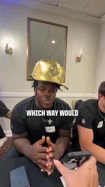 In a fun and lighthearted segment, New Orleans Saints players gather for a crawfish boil and take part in a humorous game about which way a crawfish would wear jorts. The players react with laughter and debate, offering their opinions on the best fit for the crustacean. This entertaining clip captures the team's camaraderie and playful side. by @saints with Original Sound by saints