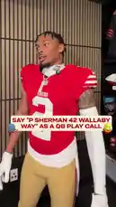 In a humorous locker room skit, multiple San Francisco 49ers players take turns dramatically calling out the famous 'P Sherman 42 Wallaby Way' play call, a reference to the movie 'Ratatouille'. They perform exaggerated pre-snap huddles and formations, showcasing their comedic side. The skit features players like Christian McCaffrey, Nick Bosa, Brock Purdy, and others in full uniform, creating a fun team-building moment. by @sf49ers with Original Sound by sf49ers