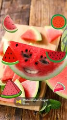 Preview for a Spotlight video that uses the watermelon face Lens