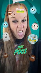 Preview for a Spotlight video that uses the Poop Face Hallowee Lens