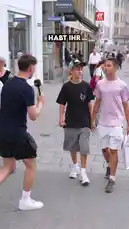 A street challenge where young men try to get money from their parents or friends. One boy calls his mom asking for 100 euros, but she refuses. Another calls his bro, who can only offer 4.32 euros. The host then asks the winner if he wants to keep the money or donate it. by @finnel with Original Sound by finnel