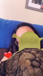 Preview for a Spotlight video that uses the Shrek Kiss Filter Lens
