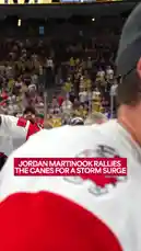 Watch Jordan Martinook rally his Carolina Hurricanes teammates for the iconic 'Storm Surge' chant after a thrilling game. This moment captures the raw energy and unity of an NHL team celebrating on the ice. by @nhl with Original Sound by nhl