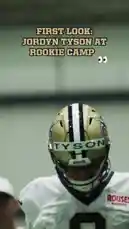 This exclusive footage offers a first look at rookie quarterback Jordyn Tyson during his time at the New Orleans Saints' training camp. The video captures Tyson in full uniform, showcasing his agility and throwing mechanics during practice drills on the indoor field. by @saints with Original Sound by saints