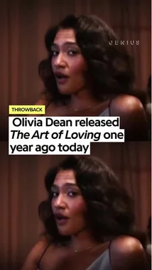 This video is a nostalgic look back at Olivia Dean's music video for her song 'The Art of Loving,' released one year ago today. It features a split-screen montage of scenes from the video, including intimate moments between Olivia and a man in a dimly lit room, and vibrant rooftop dance sequences against a city skyline at night. The accompanying audio is the full track from the music video. by @geniusverified with Original Sound by Contains: Man I Need - Olivia Dean