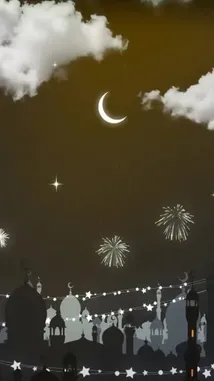 A festive Eid Mubarak greeting video featuring a beautiful animated mosque under a starry night sky with fireworks. The celebration continues with a Ramadan lantern (Fanoos) and Arabic text wishing 'Happy Eid' and 'May your year be blessed.' The video concludes with a sponsorship message for 'Reflection Car Care,' tying the theme of illumination and care to the holiday spirit. by @reflection.car with Original Sound by reflection.car