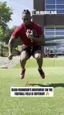 Watch Bijan Robinson, a top NFL prospect, execute a series of high-intensity agility drills on a sunny day at a college football facility. The footage captures his explosive movements, sharp cuts, and dynamic footwork as he runs through cones and hurdles, demonstrating the athleticism required for professional football. by @nfl with Original Sound by nfl
