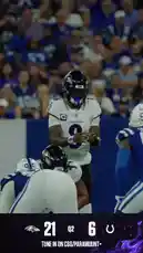 Watch a thrilling moment from the Baltimore Ravens' game against the Indianapolis Colts. A Ravens wide receiver, wearing jersey #4, takes a handoff and sprints down the sideline, showcasing impressive speed and agility to evade a diving tackle attempt. He then breaks through the line of scrimmage, with a teammate (#43) providing crucial blocking support to help him gain significant yardage. This intense play highlights the team's offensive strategy and individual player performance during the game. by @bltravens with Original Sound by bltravens