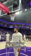 In a candid moment during a Golden State Warriors practice session, Stephen Curry is seen walking across the court before noticing he is being filmed. He turns around with a playful expression, seemingly addressing the camera crew. The scene captures the behind-the-scenes atmosphere of a professional NBA team's training environment. by @warriors with Original Sound by Contains: A Funny Song Christmas - Funny Song Studio, Sounds Reel