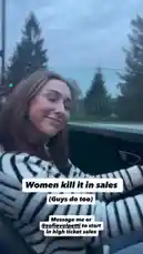 A woman drives a luxury convertible sports car, showcasing its interior and performance features as she navigates a road during twilight hours. On-screen text promotes sales skills, suggesting a lifestyle or career-focused message. by @durbanowicz with Original Sound by durbanowicz