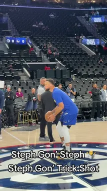 Watch as Golden State Warriors star Stephen Curry executes an incredible trick shot during a pre-game warm-up at Chase Center. This jaw-dropping moment captures his legendary skill and flair for the dramatic. by @warriors with Original Sound by warriors