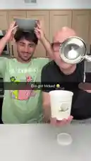 In this viral-style prank video, THE MAGIC CRASHER performs a classic 'empty bowl' illusion on his friend. He pretends to scoop ice cream into a bowl balanced on his friend's head, but the bowl is mysteriously empty! The video then cuts to a wider shot showing THE MAGIC CRASHER and another man attempting the same trick on a third person, creating a hilarious chain of reactions. This short-form content showcases a simple magic trick perfect for social media. by @themagiccrasher with Original Sound by themagiccrasher