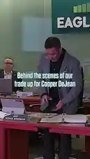 This behind-the-scenes look captures the Philadelphia Eagles' front office during a pivotal NFL Draft moment. We see General Manager Howie Roseman and his staff actively engaged in trade negotiations, analyzing prospects like Quinyon Mitchell, and reacting to live draft picks. The video provides an intimate view of the strategic decision-making process from the team's draft room. by @eagles with Original Sound by eagles